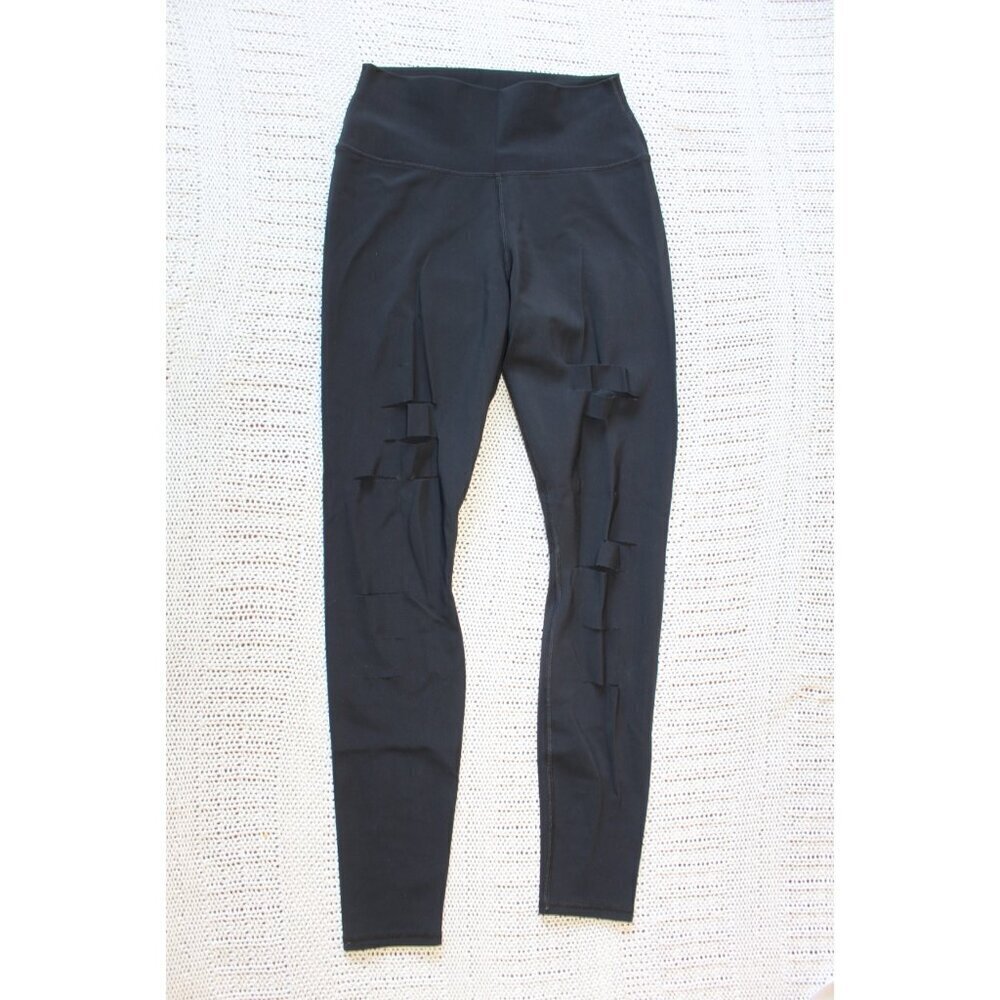 Alo Yoga Ripped Warrior Black Leggings Cutout size M